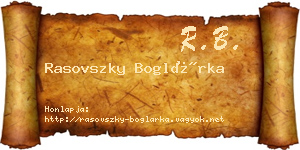 Rasovszky Boglárka névjegykártya